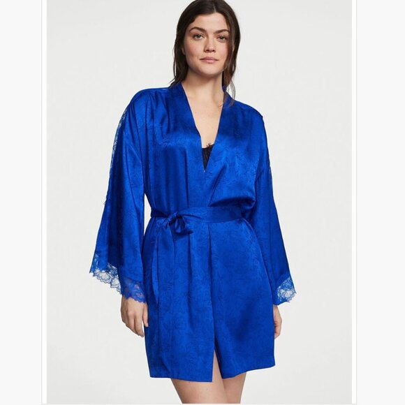 Victoria's Secret Other - 🚨CLEARANCE!  ⭐️HOST PICK⭐️Victoria's Secret - Lace & Jacquard Robe - Blue- XS/S